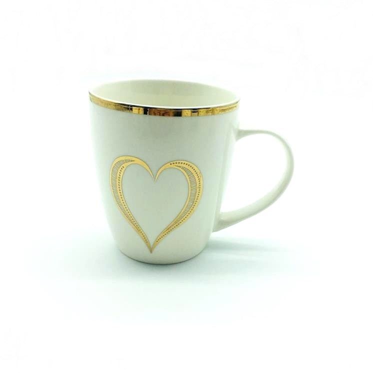 11 Oz Golden Decal Printing Ceramic Coffee Drinking  Mug set With Gold Brim
