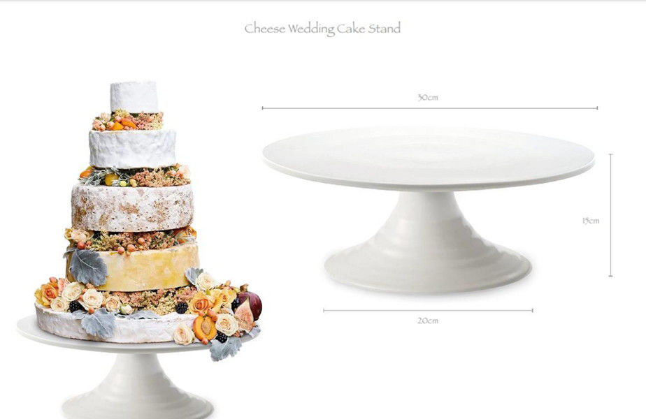 Ceramic Cheese Wedding Cake Stand White Round