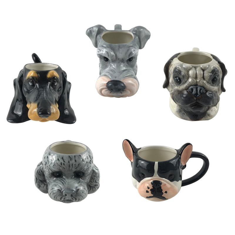 Cute 3d Animal Face Dog Ceramic Coffee Mug Customized Hand Painted